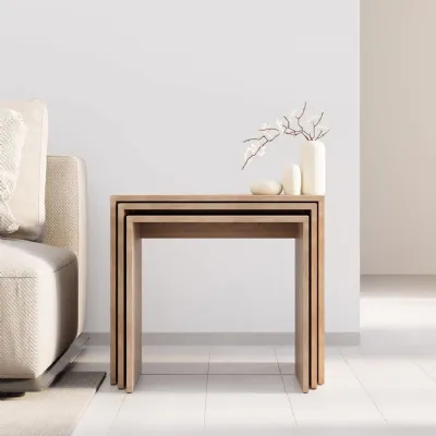 Adore Florida Oak Effect Nest of 3 Tables Space Saving Side Tables