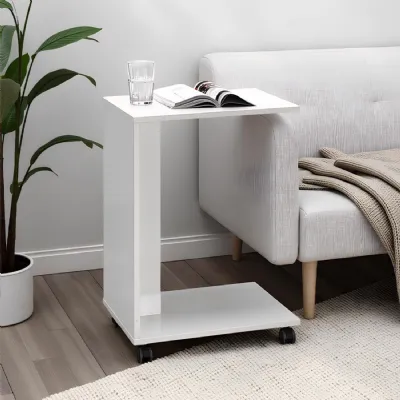 Adore Florida Matt White Sofa Laptop Table on Castors Mobile Side Table