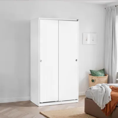 Adore Matt White Sliding 2 Door Wardrobe with Shelves