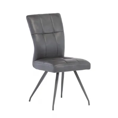 Grey Leather Effect Front and Fabric Back Dining Chair