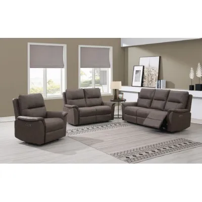 Brown Leather Effect Fabric Manual Recliner Armchair