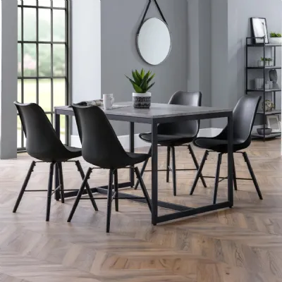 Set Of 2 Kari Dining Chairs Black Seat And Black Legs
