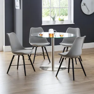 Set Of 2 Kari Dining Chairs Grey Seat And Black Legs