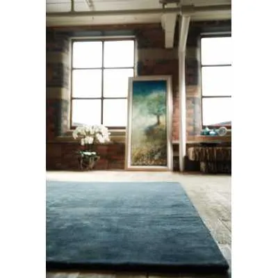 Rug Guru Modern Rectangular Viscose Karma Aegean Blue Floor Rug 200x300cm