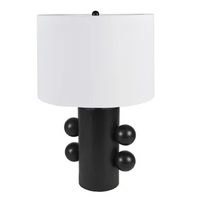 Matt Black Multi Ball Table Lamp with Linen Shade
