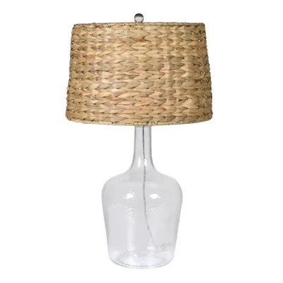 Glass Lamp with Woven Bamboo Shade