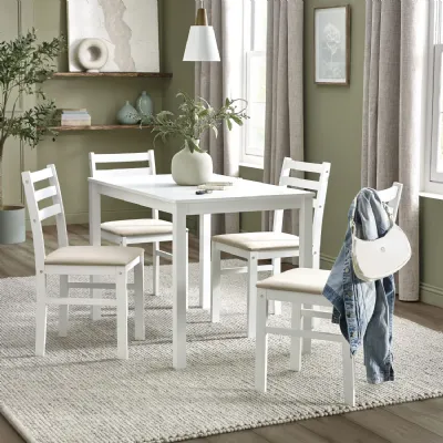 KEATS DINING SET (1 TABLE And 4 CHAIRS WHITE)