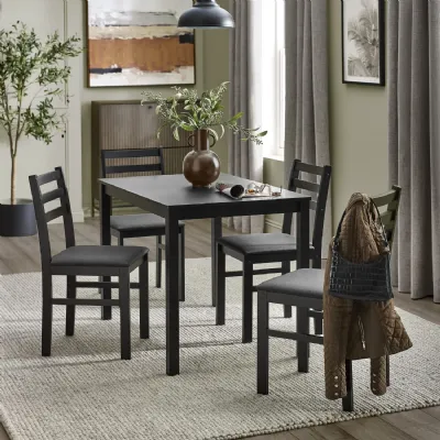 Keats Black Rectangular Table with 4 Chairs Dining Set