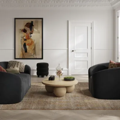 Modern Style Matte Calico Concrete Round Coffee Table