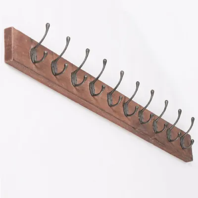 10 Hook 121cm Wooden Coat Hanger