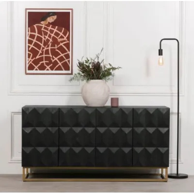 Black Wooden Diamond Pattern Sideboard