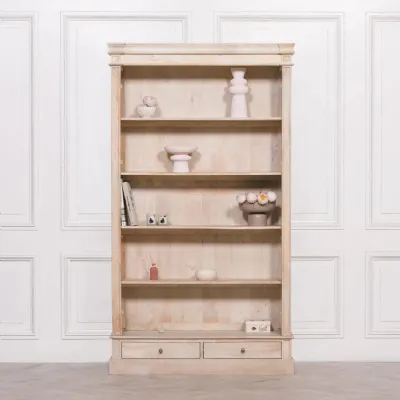 Blanche Wooden Rustic Single Open Bookcase with Drawers
