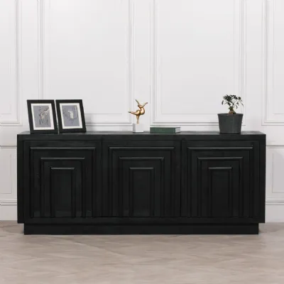 Black Wooden Large Sideboard Cabinet with 3 Doors
