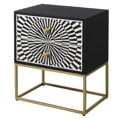 Monochrome Bone Inlay Sunray Bedside
