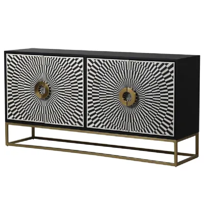 Black Bone Sunray Credenza Sideboard