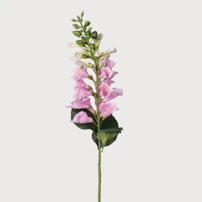 Pink Foxglove Spray with Leaves