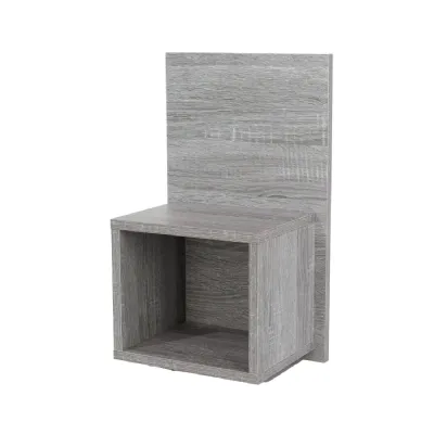 Grey Oak Effect Wall Mounted Open Bedside Table Cube Storage