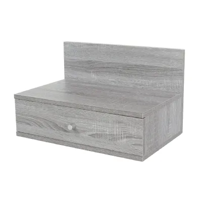 Grey Wood 1 Drawer Wall Hanging Bedside Cabinet