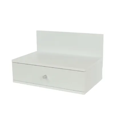 White Wood 1 Drawer Wall Hanging Bedside Cabinet