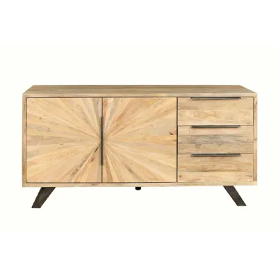 Modern Light Mango Wood 2 Door 3 Drawer Large Sideboard