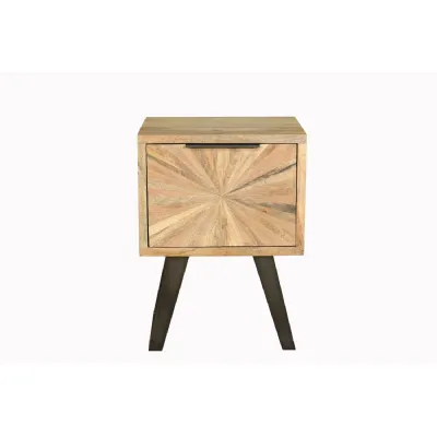 Modern Mango Wood Sunburst Side Lamp Table