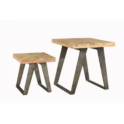 Industrial Light Mango Wood Nest of 2 Tables