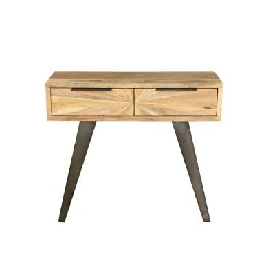 Modern Light Mango Wood 2 Drawer Console Table