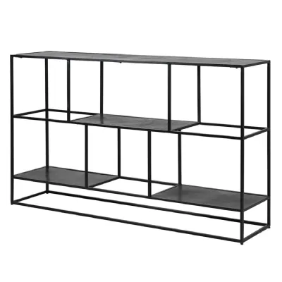 Graphite Black Metal Multi Shelf Console Table