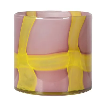 Pink & Yellow Glass Vase