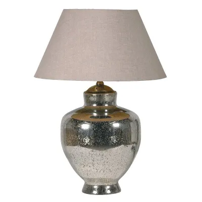 Silver Lamp With Beige Shade