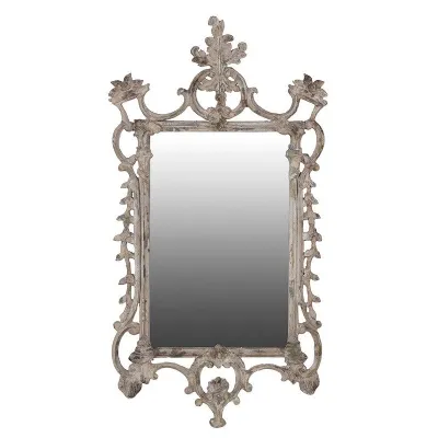 Ornate Large Distressed Carved Framed Wall Mirror