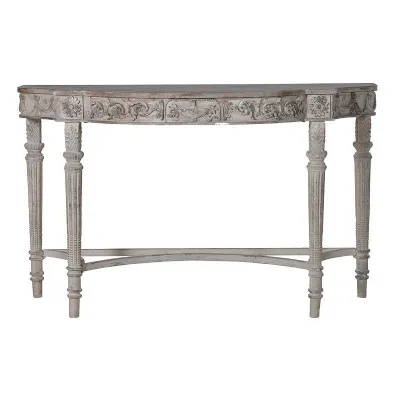 Distressed Painted Carved Console Table