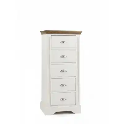 Kent Painted And Solid Oak Top 5 Drawer Narrow Chest