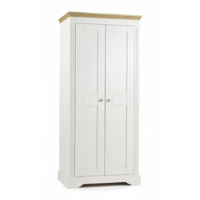 Painted and Solid Oak Profiled Top 2 Door Wardrobe