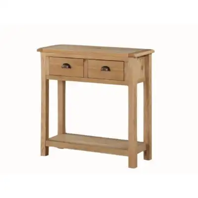 Kalmar Rustic Solid Oak 2 Drawer Console Table