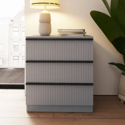 Lania Ripple Ridged 3 Drawer Chest Of Drawers Matt Grey