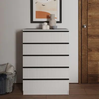 Lania Ripple Ridged 5 Drawer Chest Of Drawers Matt White