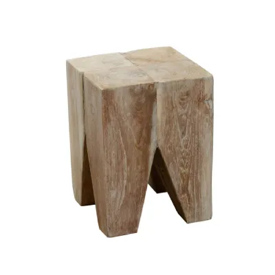 Square Stool Side Table Natural Grey