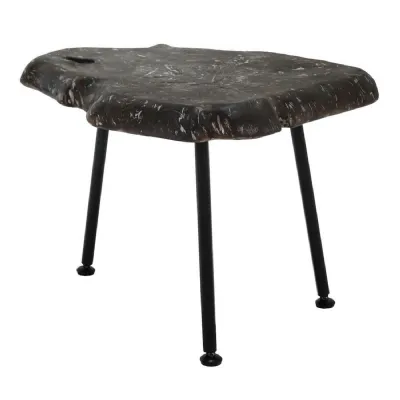 Charcoal Teak Slice Side Table