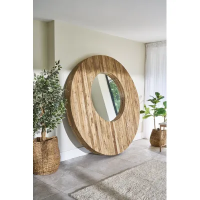 Rustic Mammoth Wood Large Round Wall Mirror 200cm Diameter