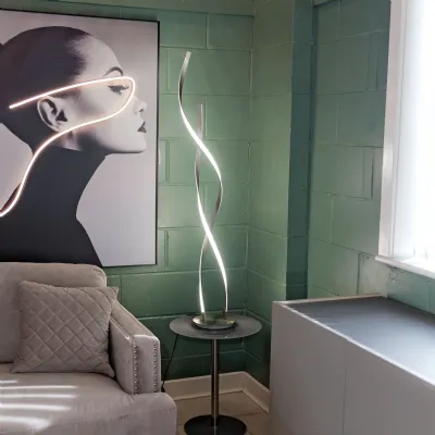 Chrome Metal Double Twisted Design Tall LED Floor Lamp