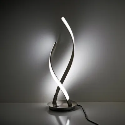 Double Twisted Curved LED Table Lamp Satin Steel Base