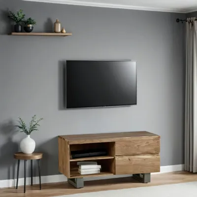 Live Edge Natural Wood 2 Drawers Small TV Media Cabinet