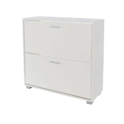 High Gloss White Wood 2 Door Shoe Cabinet