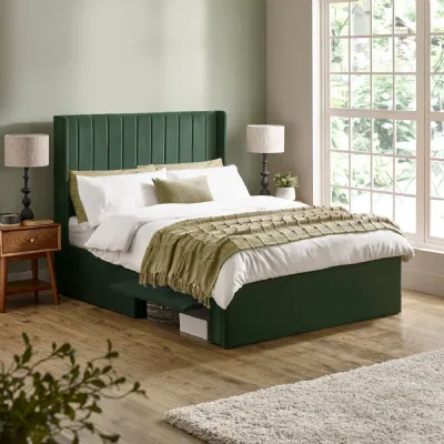 Leila Bottle Green Dual Storage Door 135cm Double Bed