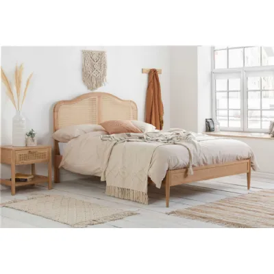 Brown Oak 6ft Super King Size Bed Rattan Headboard