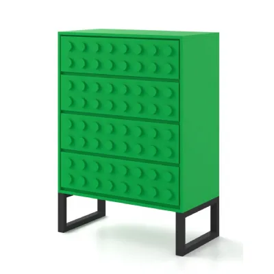 Green Block Solid Wood 4 Drawer Chest