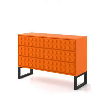 Orange Block Solid Wood 6 Drawer Side Cabinet