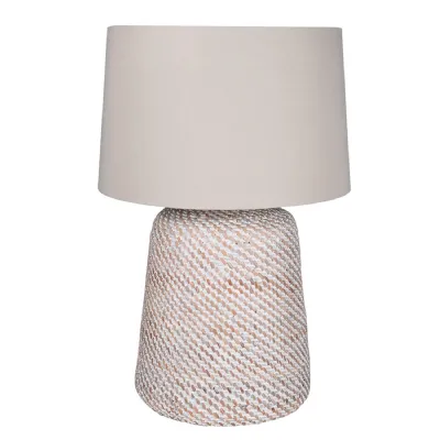 Rattan Table Lamp with Linen Shade