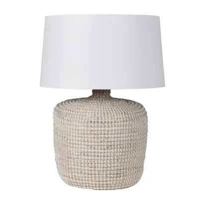 White Wash Seagrass Table Lamp with Shade